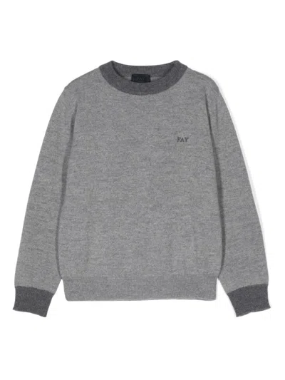 Fay Kids' Logo-embroidered Sweater In Grey