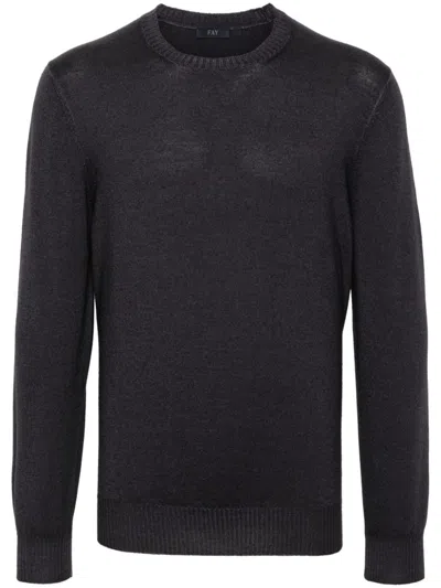 Fay Logo-embroidered Sweater In Black