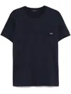 Fay Black T-shirt In Cotton With Pocket And White Logo In Blue