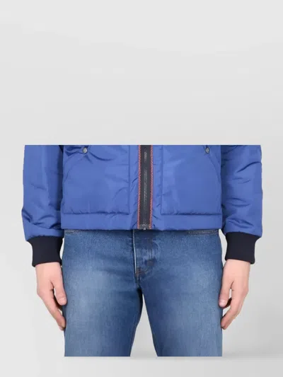 Fay Logo Hooded Bomber Jacket In Blue