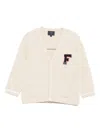 Fay Logo-patch Cardigan In Neutral