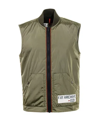 Fay Logo Patch Contrast Stitch Gilet In Green