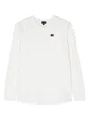 Fay Logo-patch Long-sleeve Cotton T-shirt In White