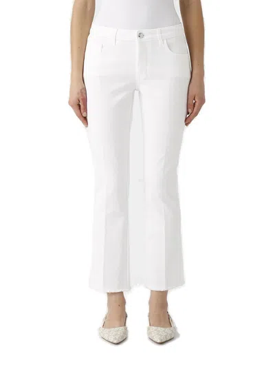 Fay Logo-patch Mid-rise Cropped Jeans In Bianco