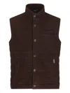 Fay Logo-patch Suede Gilet In Brown