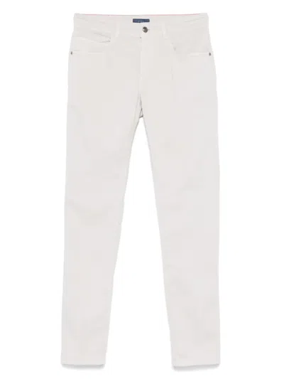 Fay Logo-patch Trousers In Gray