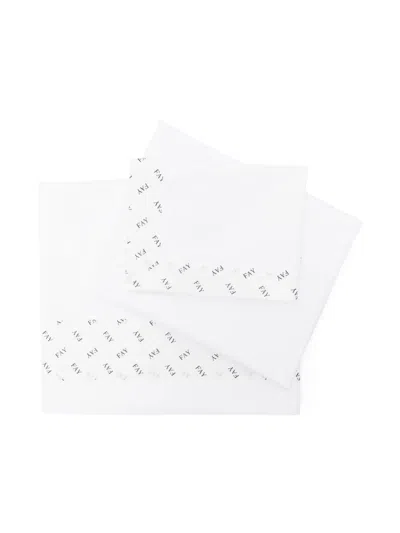 Fay Logo-print Cotton Sheets (set Of Two) In White