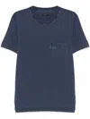 Fay Blue Crewneck T-shirt With Pocket And Logo In Blau
