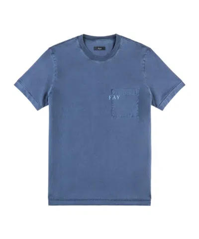 Fay Logo-print T-shirt In Blue