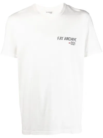 Fay Logo Print T-shirt For Men In White
