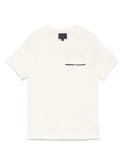 Fay Kids' Logo-trim T-shirt In Neutrals