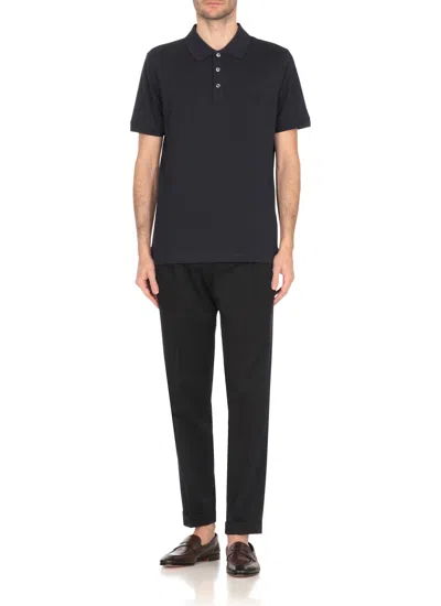 Fay Logoed Polo In Blue