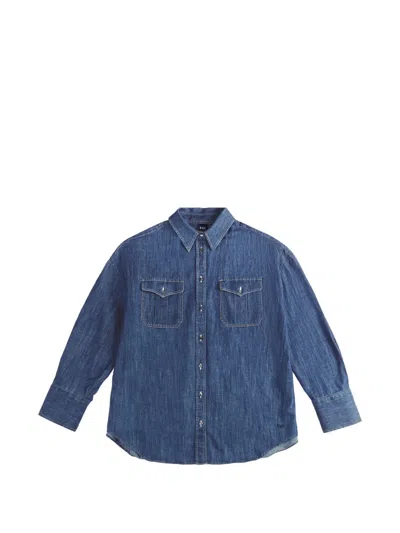 Fay Logo-embroidered Chest-pockets Shirt In Blue