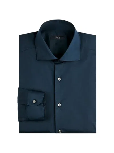 Fay Logo-embroidered Shirt In Blue