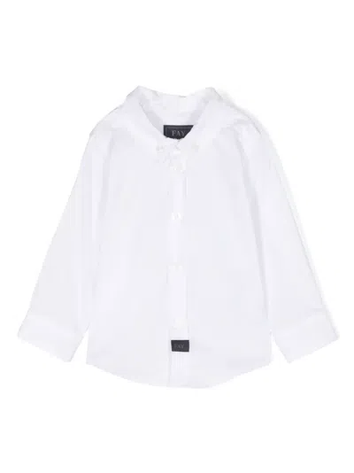 Fay Babies' Logo-patch Cotton Shirt In White
