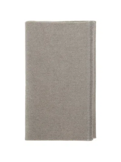 Fay Logo-patch Frayed Scarf In Brown