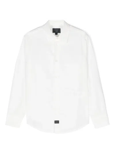 Fay Kids' Logo-patch Shirt In White