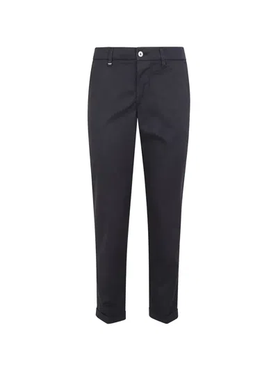 Fay Logo-plaque Straight-leg Trousers In Blue
