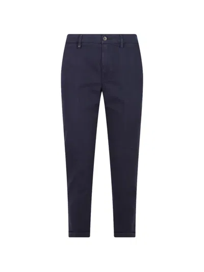 Fay Logo-plaque Turn-up Hems Trousers In Blue