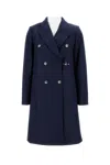 Fay Long Double-breasted Tailored Coat In Blue