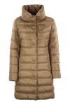 Fay Long Down Jacket With Hook In Brown