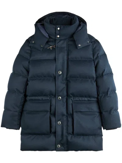 Fay Long Down Parka In Mélange Technical Twill By  In Blue