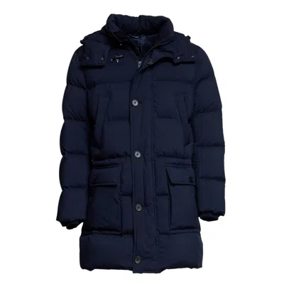 Fay Long Down Parka In Microfibre In Blue