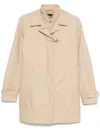 Fay Long Linen Morning Coat In Beige
