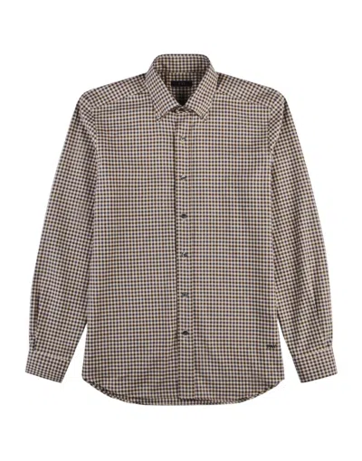 Fay Long-sleeve Checked Shirt In Brown In Gray
