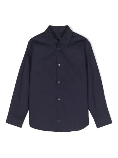 Fay Kids' Long-sleeve Cotton Shirt In Blue