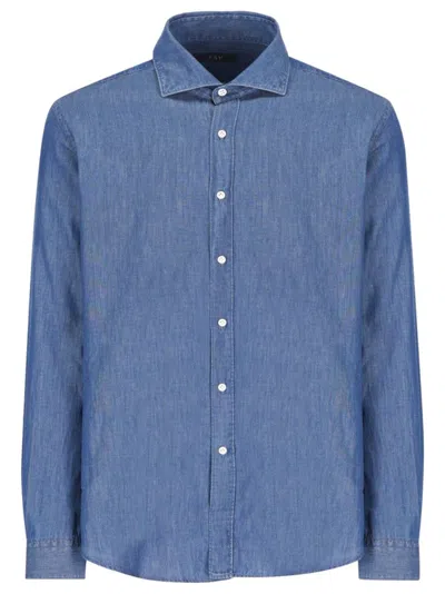 Fay Long-sleeve Denim Button-up Shirt In Blue