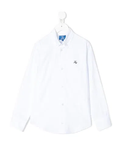 Fay Long Sleeve Embroidered Logo Shirt In White