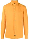 Fay Long-sleeve Linen Shirt In Orange
