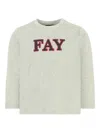 Fay Grey T-shirt For Boy With Logo In Gold