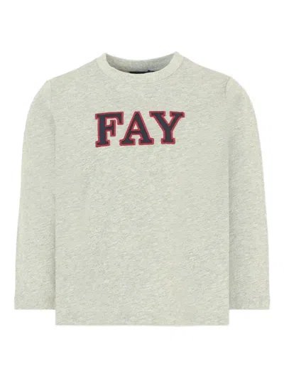 Fay Kids' Long-sleeve Logo T-shirt In Gold