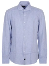 Fay Linen Button-down Shirt With Textured Finish
