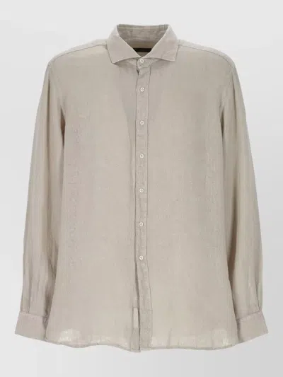 Fay Long Sleeve Straight Shirt Round Neckline In Neutral