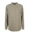 Fay Classic Button-down Linen Shirt With Mandarin Collar In Nude