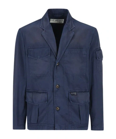 Fay Long-sleeved Casual Jacket In Blue
