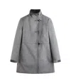 Fay Long Wool Coat With High Collar In Gray