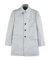 Fay Light Grey Yarn-dyed Wool Blend Fabric Coat In White