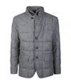Fay Short Down Jacket In Carded Wool Flannel In Gray