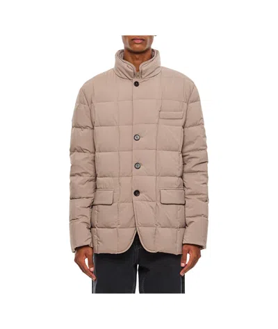 Fay Long-sleeved Down Jacket In Nude