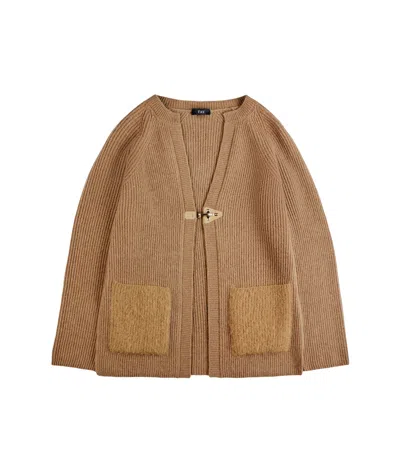 Fay Long-sleeved Knitted Cardigan In Brown