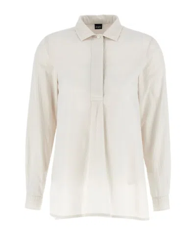Fay Long-sleeved Shirt In Bianco
