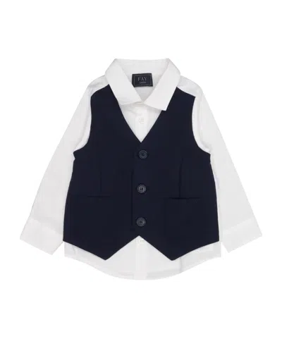 Fay Long-sleeved Spliced Shirt In Black