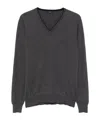 Fay Virgin Wool V-neck Sweater In Gray