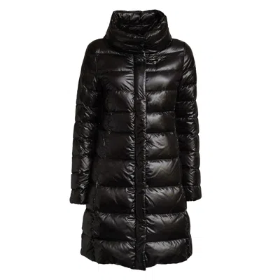 Fay Long Urban Puffer Coat With High Crater Collar In Black