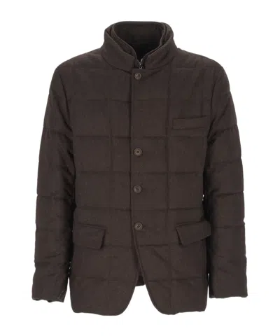 Fay Quilted Wool Jacket In Brown