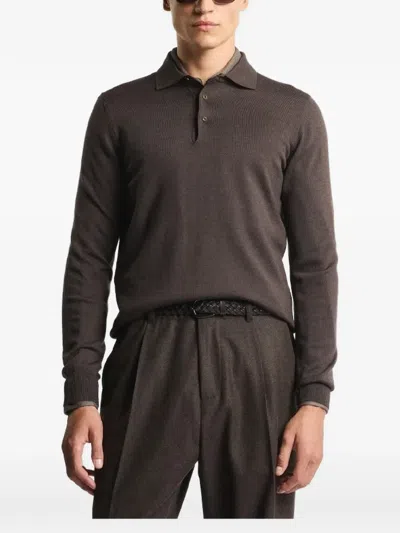 Fay Long-sleeve Polo Sweater In Animal Print